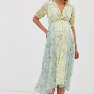 Hope&Ivy Maternity Wrap Front Floral Dress 10